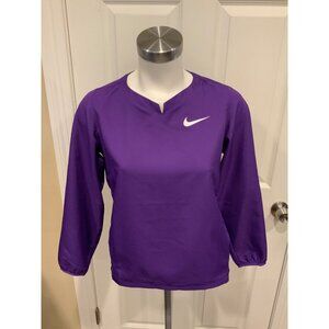 Nike Purple Athletic Notch Collar, Long Sleeve Top, Size M